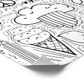 Doodle Zeichnungen für Färben, Katzen, Wolken, Kak Poster (Ecke)