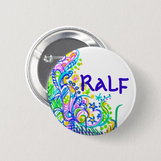 Doodlebugs-blauer Graffiti-Namensschild Button (Vorne & Hinten)