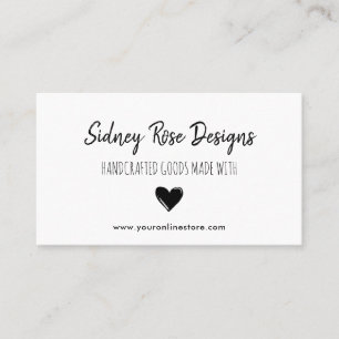 Doodled Black Heart Handgefertigte Waren Visitenkarte