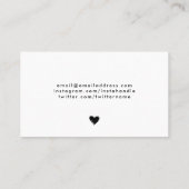 Doodled Black Heart Handgefertigte Waren Visitenkarte (Rückseite)