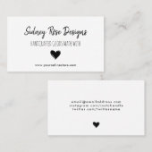 Doodled Black Heart Handgefertigte Waren Visitenkarte (Vorne/Hinten)