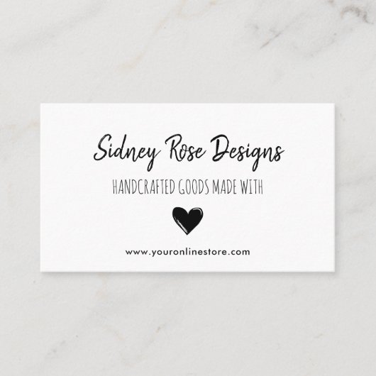 Doodled Black Heart Handgefertigte Waren Visitenkarte (Vorderseite)