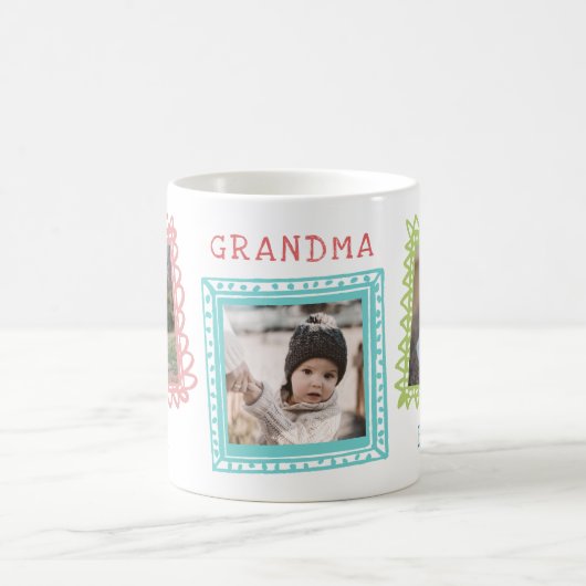Doodled Frames Best Oma Foto Collage Kaffeetasse (Mittel)