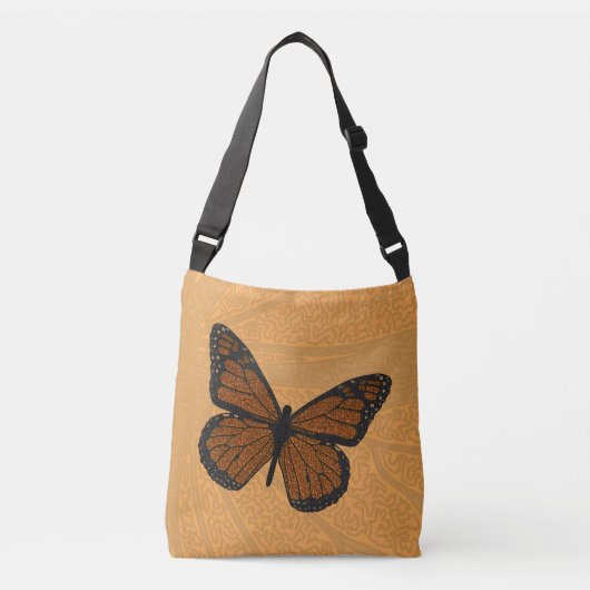Doodled Monarch All-Over-Print-Tasche Tragetaschen Mit Langen Trägern (Vorderseite)