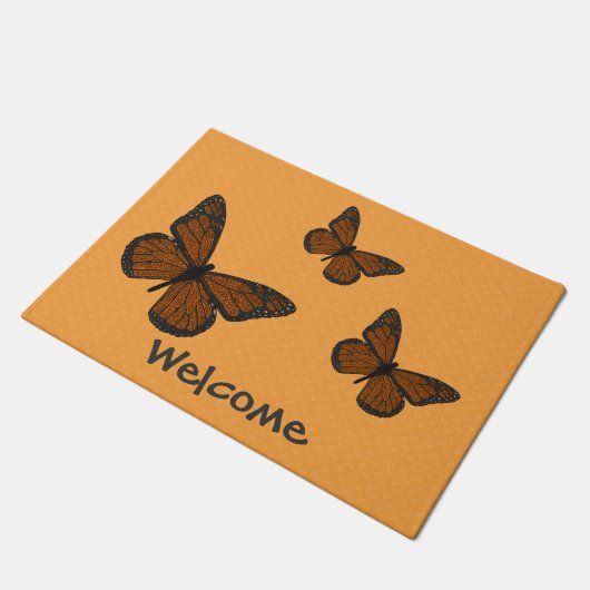 Doodled Monarch Doormat Fußmatte (Schrägansicht)