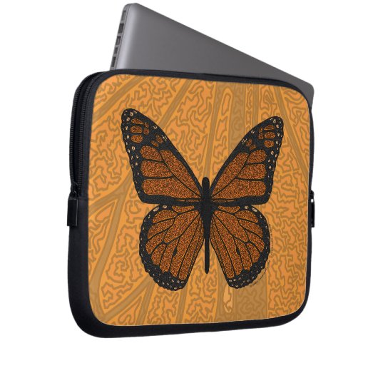 Doodled Monarch Laptop Case (Vorne Rechts)