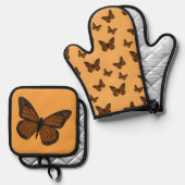 Doodled Monarch Ofenhandschuh & Topflappen-Set (Vorderseite/Rückseite)
