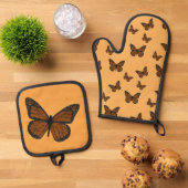 Doodled Monarch Ofenhandschuh & Topflappen-Set (Oben Unten)