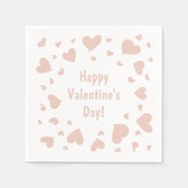 Doodled Peach Hearts Valentinstag Serviette