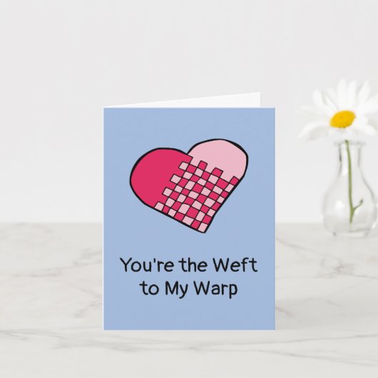 Doodled Rot und Rosa Woven Heart Valentinstag Karte (Kleine Pflanze)