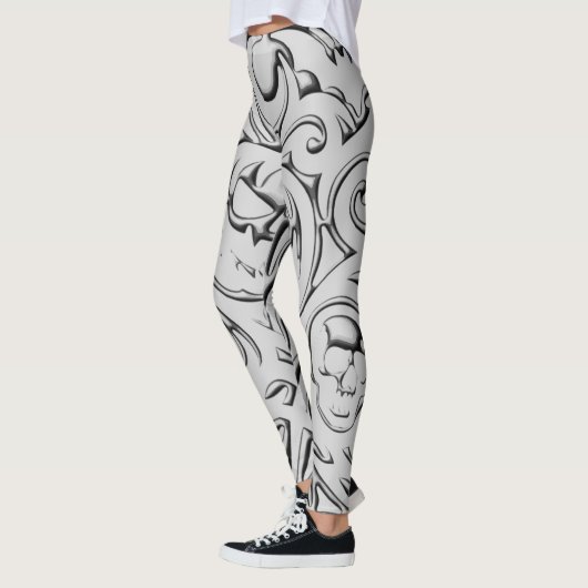 Doodled Schädeldesign Leggings (Links)