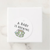 Doodled Tea Cup Blue Heart Ein Baby wird brauen Geschenkanhänger (Beispiel)