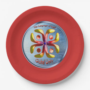 Doodlen auf dem Symbol der globalen Einheit Pappteller