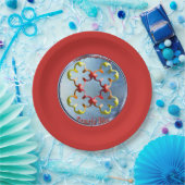 Doodlen auf dem Symbol des Friedlichen Bliss Pappteller (Party)