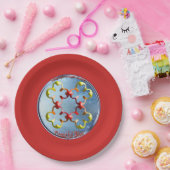 Doodlen auf dem Symbol des Friedlichen Bliss Pappteller (Party)