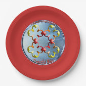 Doodlen auf dem Symbol des Friedlichen Bliss Pappteller (Vorderseite)