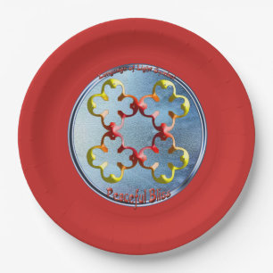 Doodlen auf dem Symbol des Friedlichen Bliss Pappteller