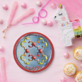 Doodlen auf dem Symbol des Friedlichen Bliss Pappteller (Party)