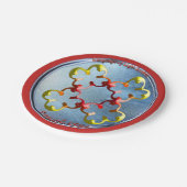 Doodlen auf dem Symbol des Friedlichen Bliss Pappteller (Schrägansicht)