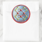 Doodlen auf dem Symbol des Friedlichen Bliss Runder Aufkleber (Tasche)