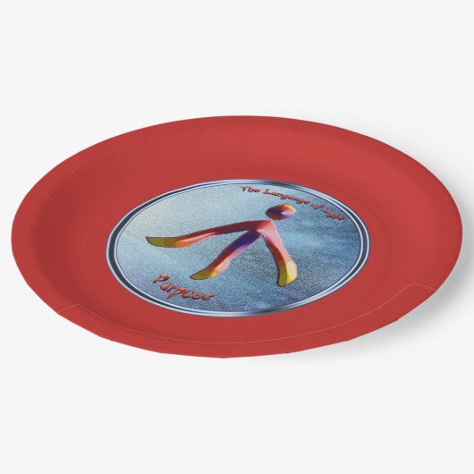 Doodlen auf dem Symbol des Zwecks Pappteller (Schrägansicht)