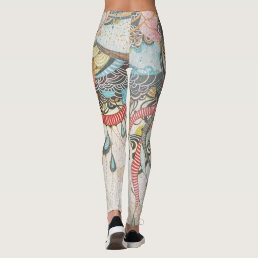 Doodlen auf der Lichtsprache Leggings (Rückseite)