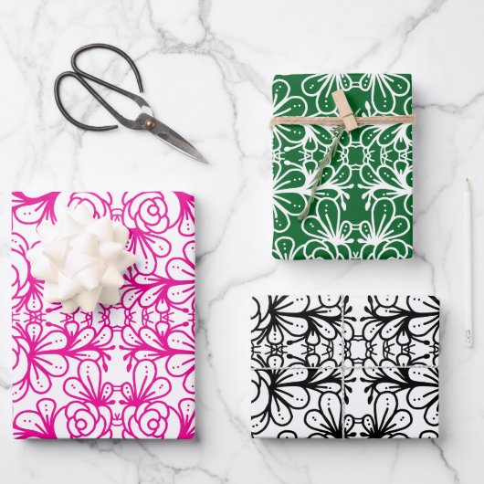 Doodleroses Geschenkpapier Set (Vorderseite)