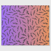 Doodles auf Orange & Lila Geschenkpapier (Flach)