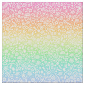 Doodles auf Pastel Rainbow Gradient Fabric Stoff (Nahaufnahme)