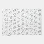 Doodles Black Hearts Valentines Day Geschirrtuch (Horizontal)