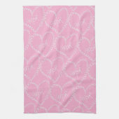 Doodles Black Hearts Valentines Day Pink Geschirrtuch (Vertikal)