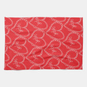 Doodles Black Hearts Valentines Day Red Geschirrtuch (Horizontal)