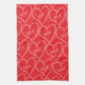 Doodles Black Hearts Valentines Day Red Geschirrtuch (Vertikal)