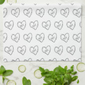 Doodles Black Hearts Valentinstag Geschirrtuch (Gefaltet)