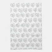 Doodles Black Hearts Valentinstag Geschirrtuch (Vertikal)