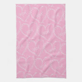 Doodles Black Hearts Valentinstag Rosa Geschirrtuch (Vertikal)