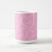 Doodles Black Hearts Valentinstag Rosa Kaffeetasse (Mittel)