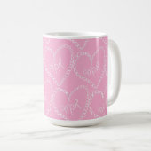 Doodles Black Hearts Valentinstag Rosa Kaffeetasse (VorderseiteRechts)