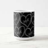 Doodles Black Hearts Valentinstag Rosa Kaffeetasse (Mittel)