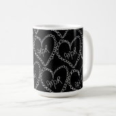 Doodles Black Hearts Valentinstag Rosa Kaffeetasse (VorderseiteRechts)