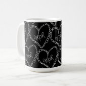 Doodles Black Hearts Valentinstag Rosa Kaffeetasse (Vorderseite Links)