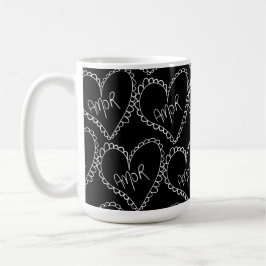 Doodles Black Hearts Valentinstag Rosa Kaffeetasse