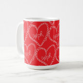 Doodles Black Hearts Valentinstag Rosa Kaffeetasse (Vorderseite Links)