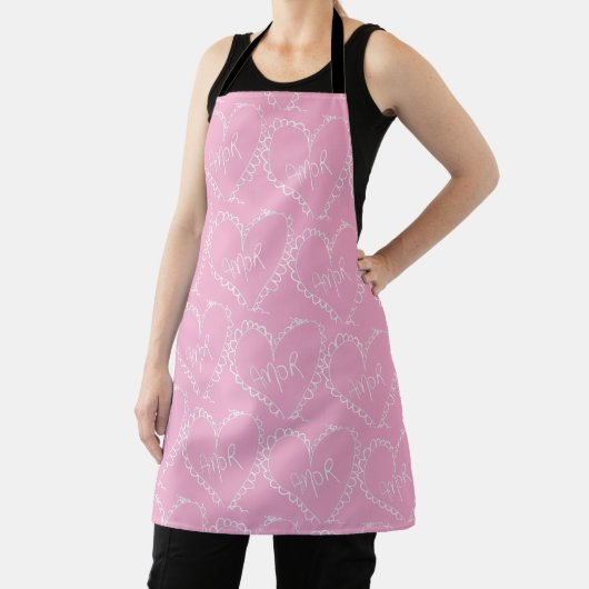 Doodles Black Hearts Valentinstag Rosa Schürze (InSitu)