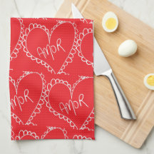 Doodles Black Hearts Valentinstag Rot