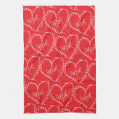 Doodles Black Hearts Valentinstag Rot Geschirrtuch (Vertikal)