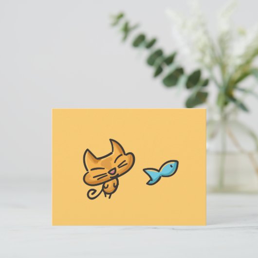 Doodles Cat Postkarte (Stehend Vorderseite)