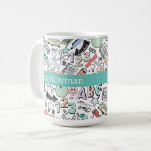 Doodles der Fun Teacher School Kaffeetasse (Vorderseite Links)