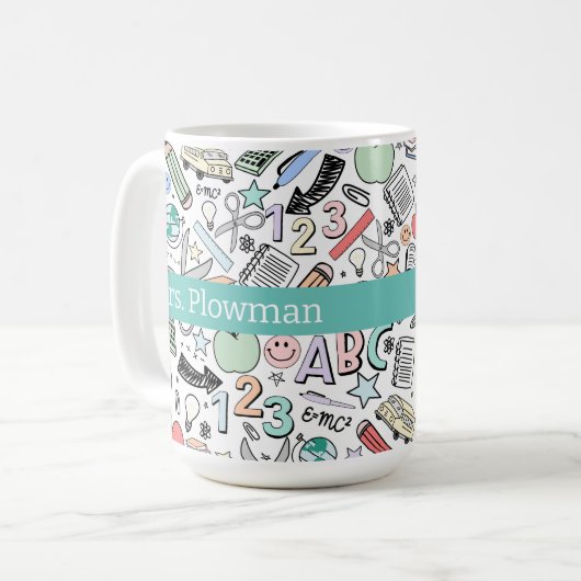 Doodles der Fun Teacher School Kaffeetasse (Vorderseite Links)