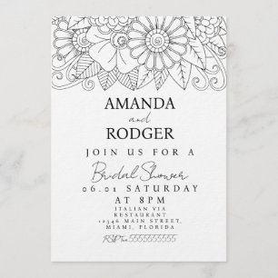 Doodles Florals Brautparty Einladung